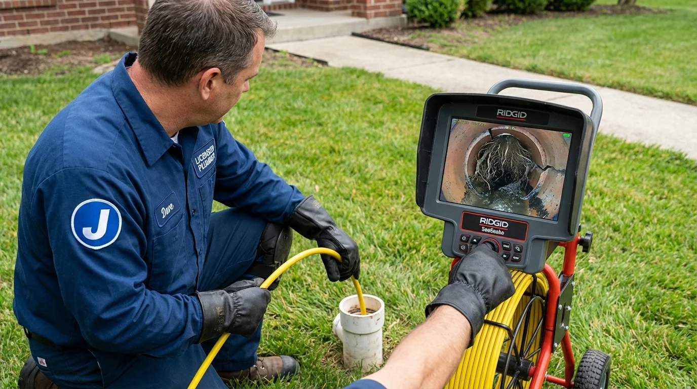 Sewer camera inspection being performed by Johns Plumbing LLC in Como