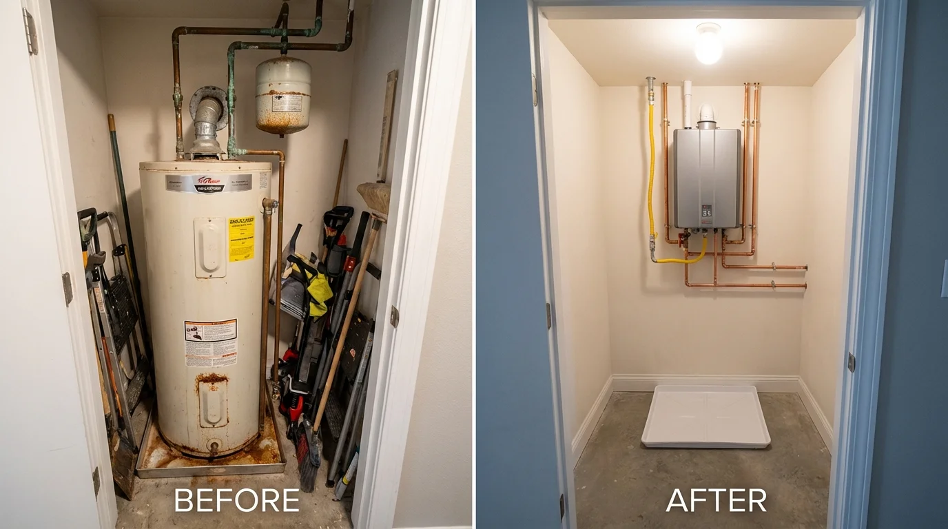 Tank water heater versus wall-mounted tankless unit comparison for Como, MS homeowners