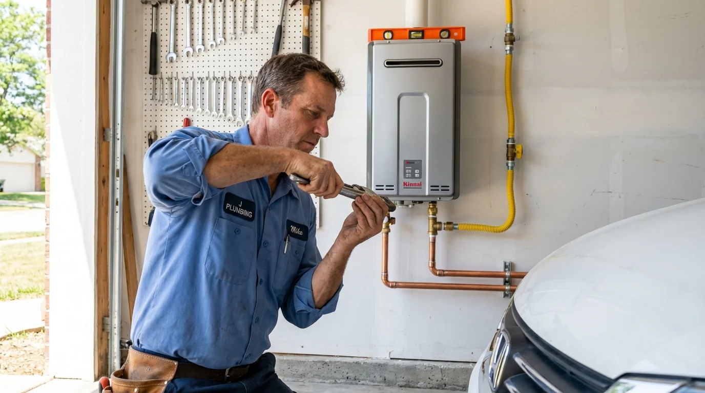 Tankless water heater installation by a Johns Plumbing LLC plumber in Como